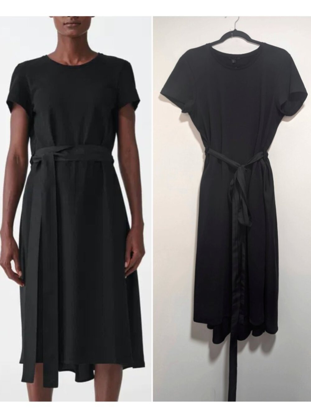 COS | Drawstring Mulberry Silk Midi Dress In Black